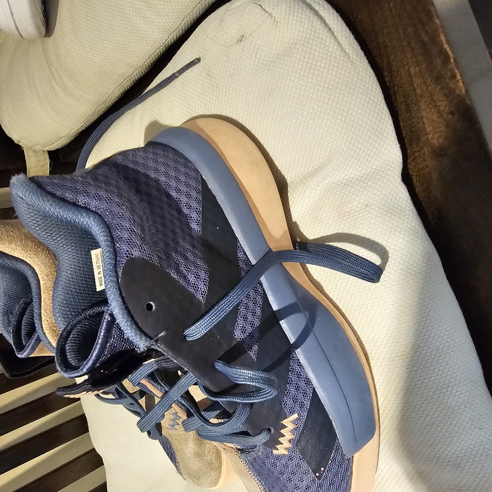 Kids Blue and Tan Sneakers